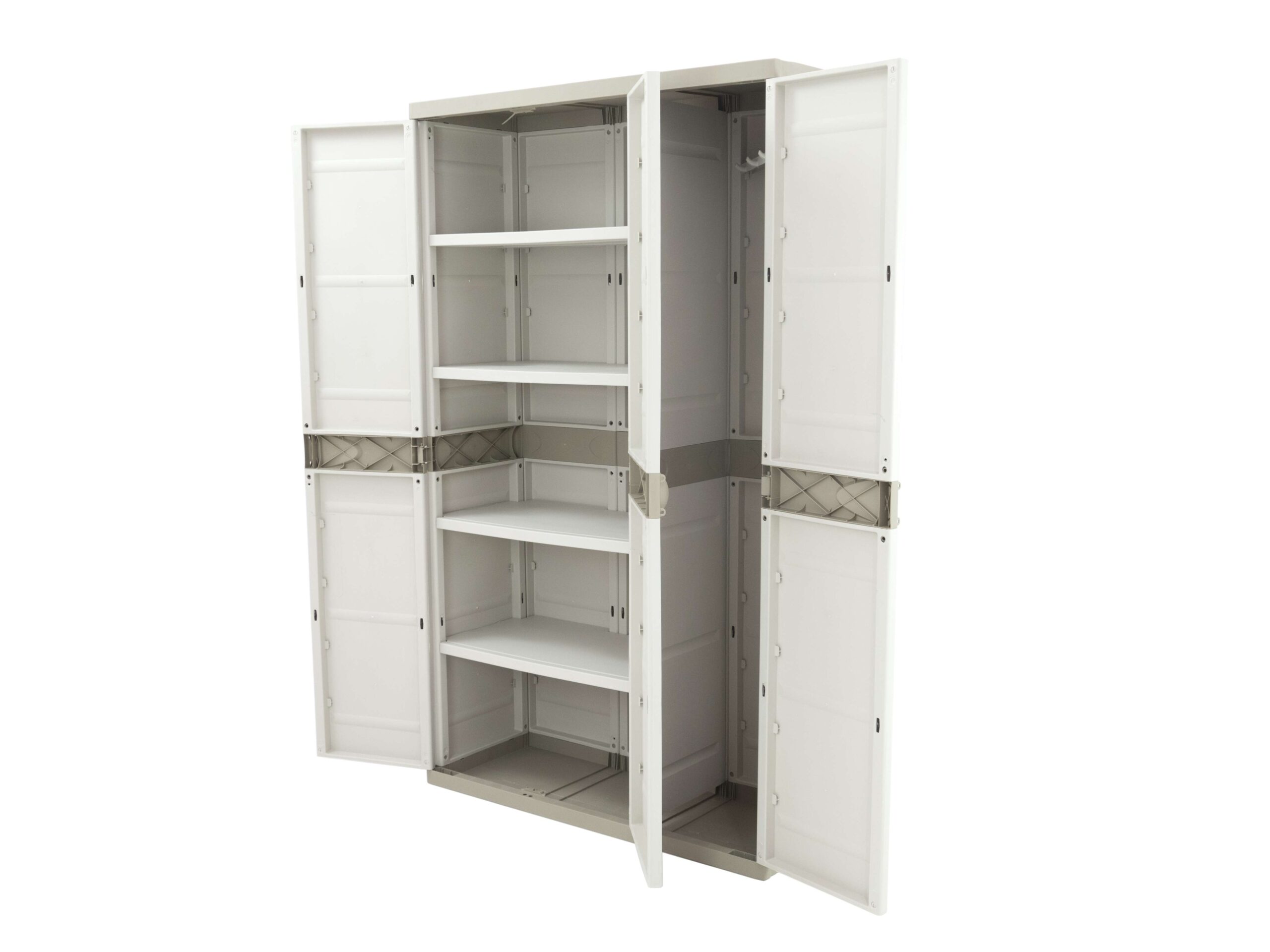 B-LOCKER ARMARIO CON 4 ESTANTES REGULABLES Y ESCOBERO COLOR BEIGE 105CM ANCHO x 176CM  DE ALTO x 40